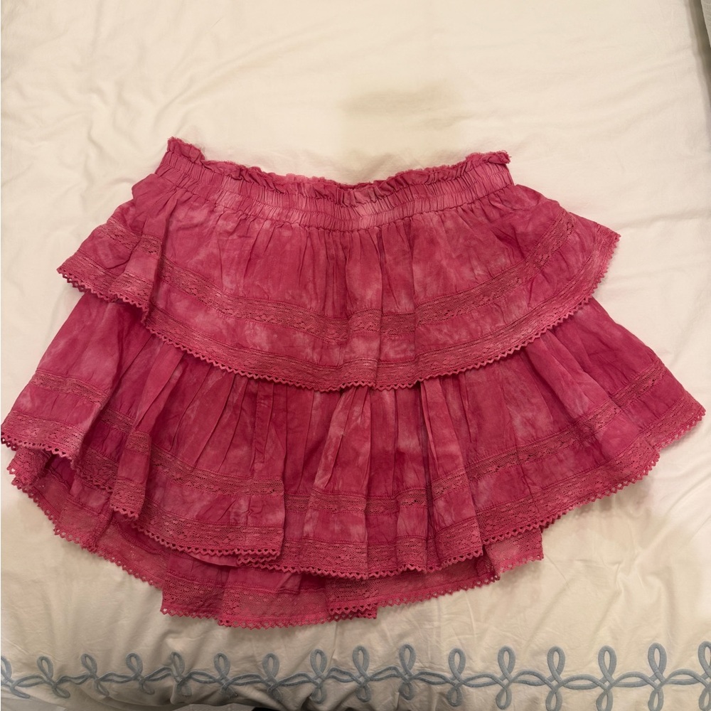 LoveShackFancy Magenta Tiered Ruffle Skirt